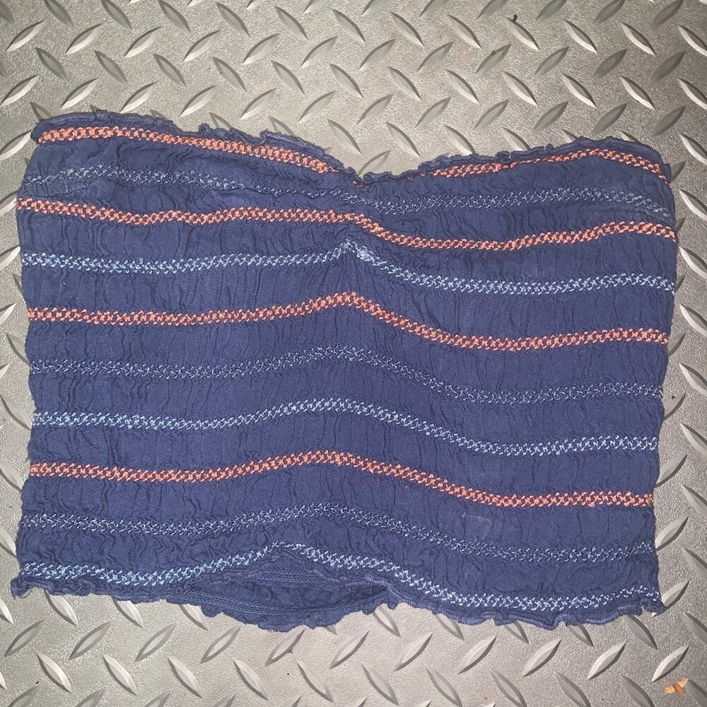Aerie crop tube top y2k boho casual blue